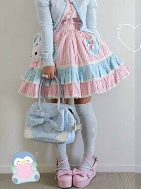 BNWT Angelic Pretty Sweet Lolita Pastel Gingham Skirt, O/S